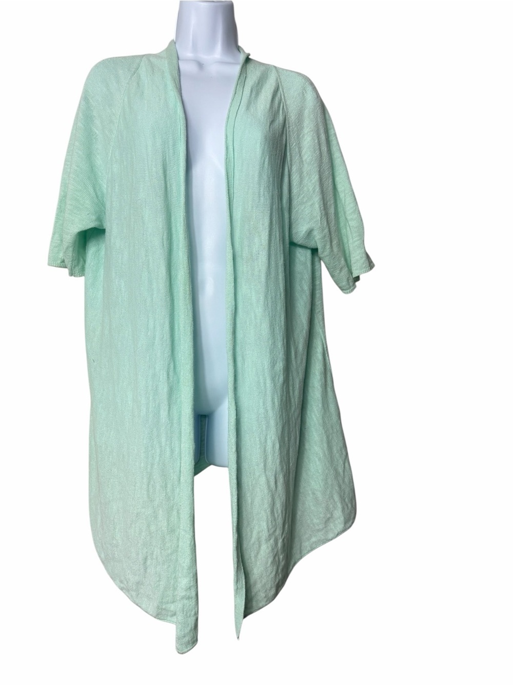 Eileen Fisher System Linen Blend Long Cardigan Womens Size Large Open Knit